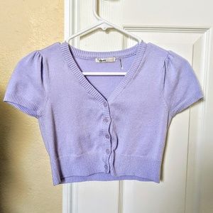 Cropped Short Sleeve Sweater in Lavender